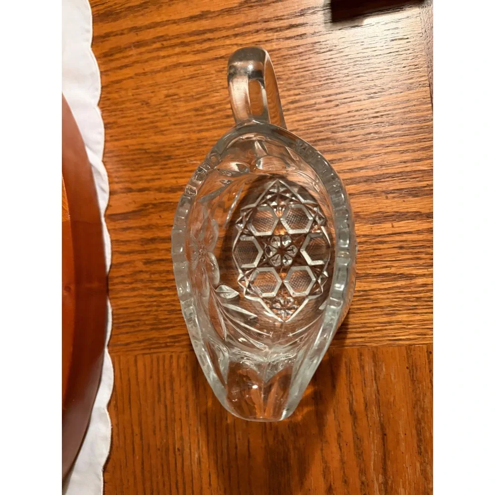 ABP  Floral Pressed Glass Creamer and Sugar Bowl Set